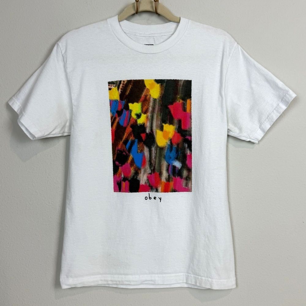 Obey Flower Painting Short Sleeve Streetwear T-shirt S